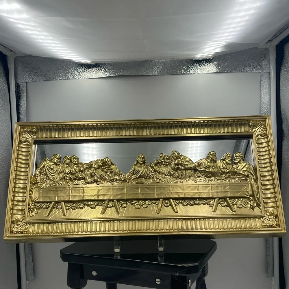 Homco: VTG “The Last Supper” 3D Religious Wall Art Decor w/ Gold Mirrored Frame